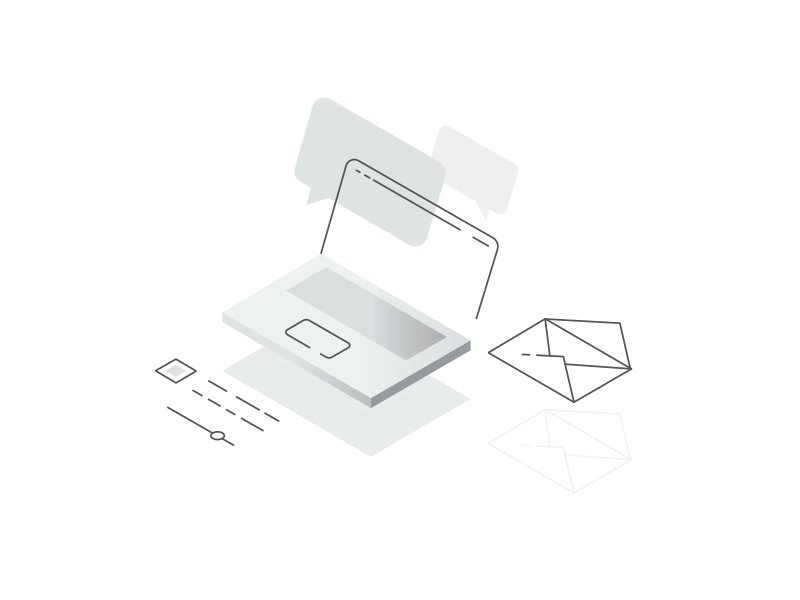 Laptop with outgoing and incoming email icons